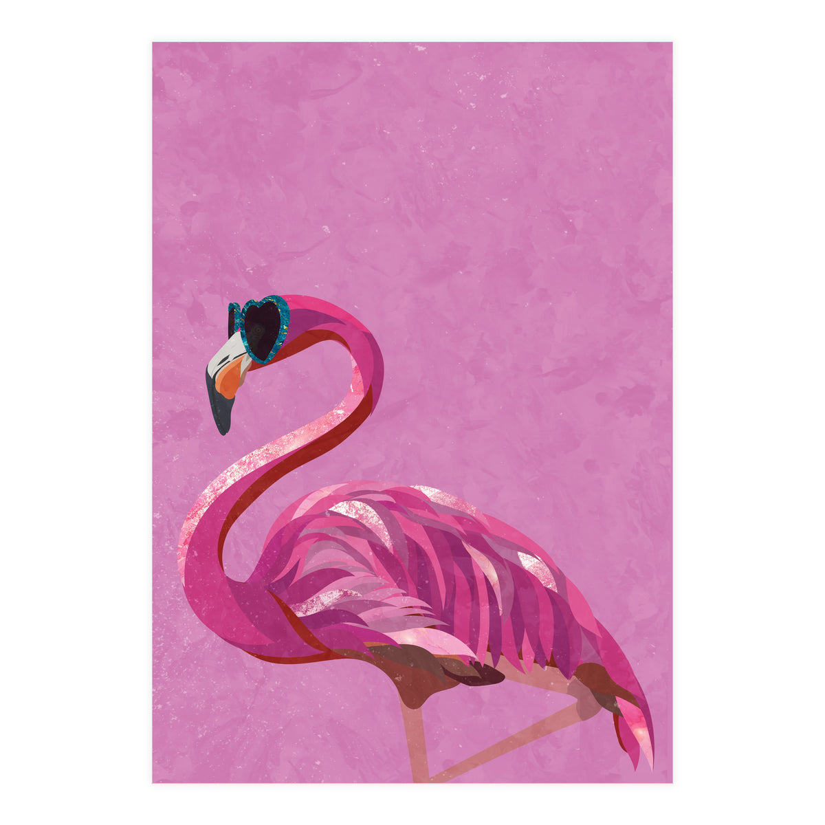 Pink Flamingo Wearing Glasses (Print Only)