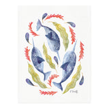 Swirling Narwhals | Blue (Print Only) thumbnail