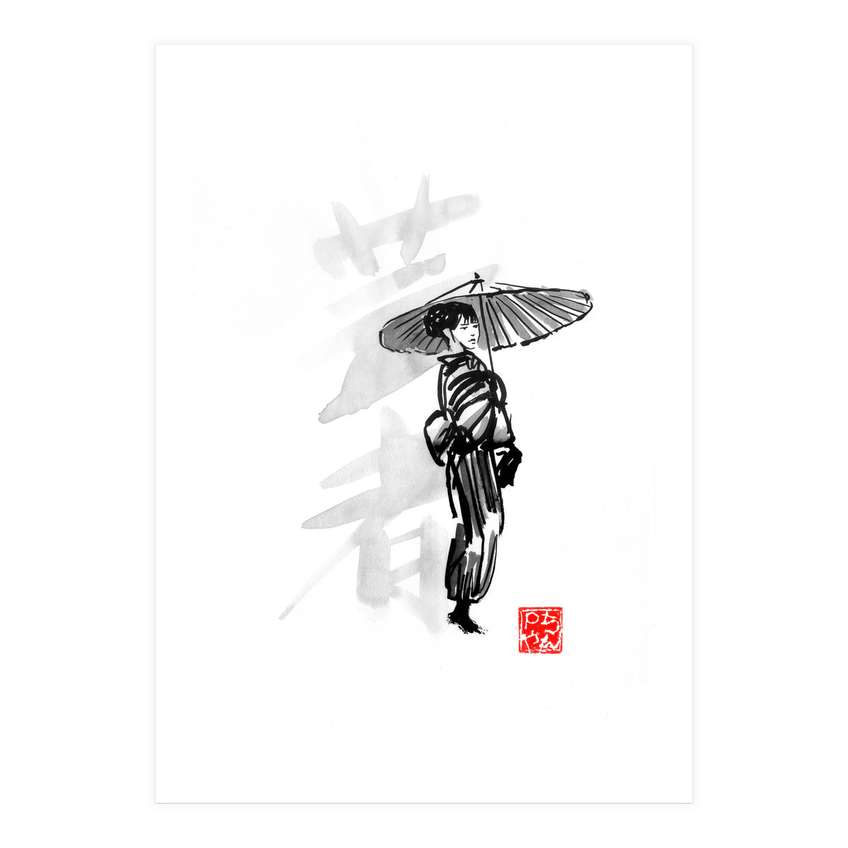 Geisha and umbrella (Print Only)