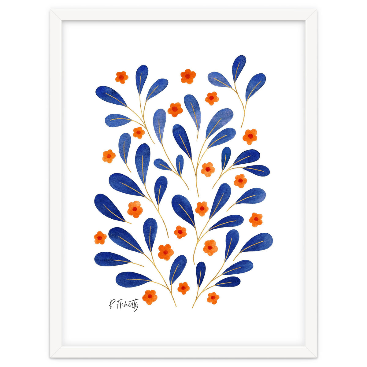 Springtime Floral | Blue and Orange