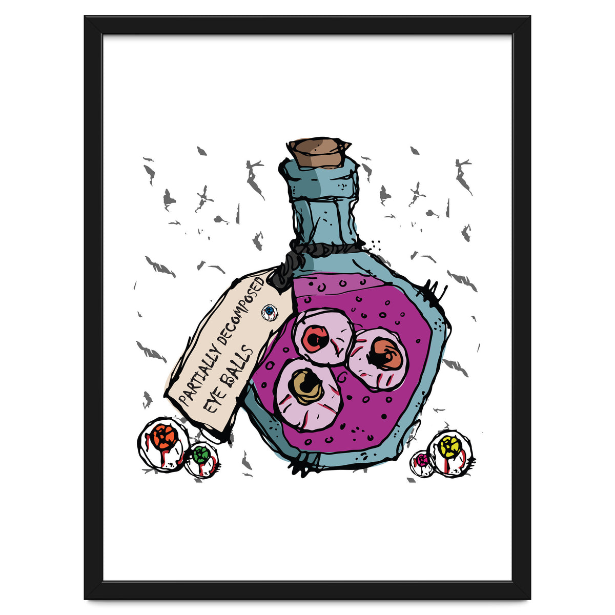 Decomposed eyes in a bottle