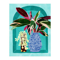 Moroccan Shelfie | Tropical Teal Plants Botanical | Exotic Modern Bohemian Eclectic Décor  (Print Only)