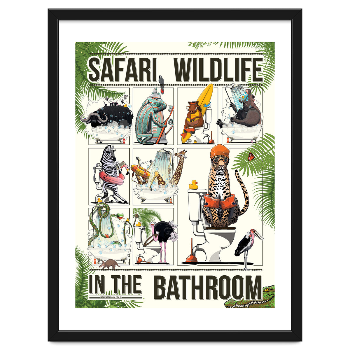 Safari Animals in the Bathroom, funny toilet humour