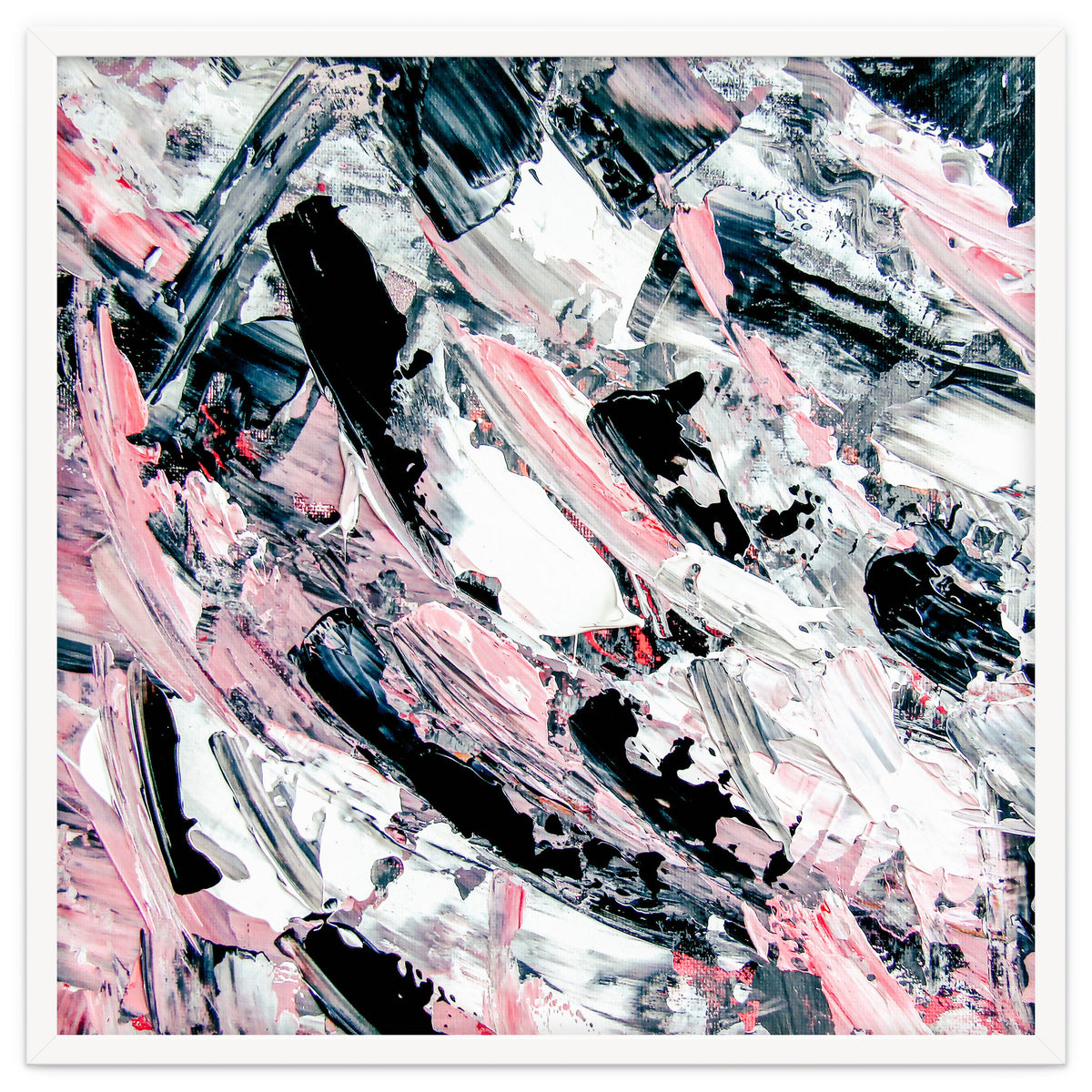 Modern Abstract Pastel Pink Black White Grey Acrylic Brushstrokes