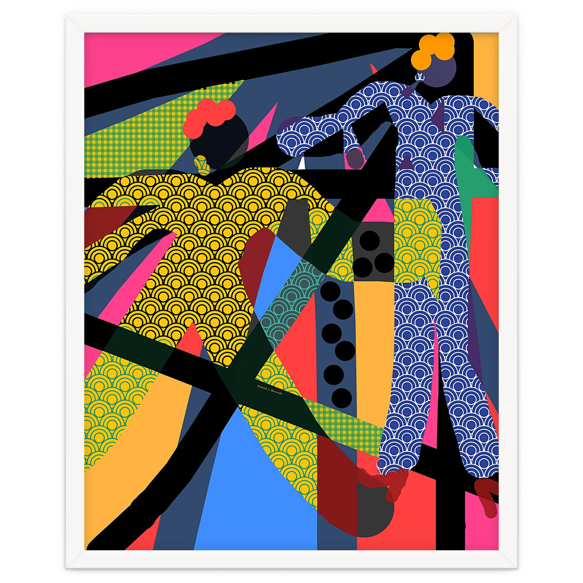 LADIES WEARING YELLOW AND BLUE PATTERNS