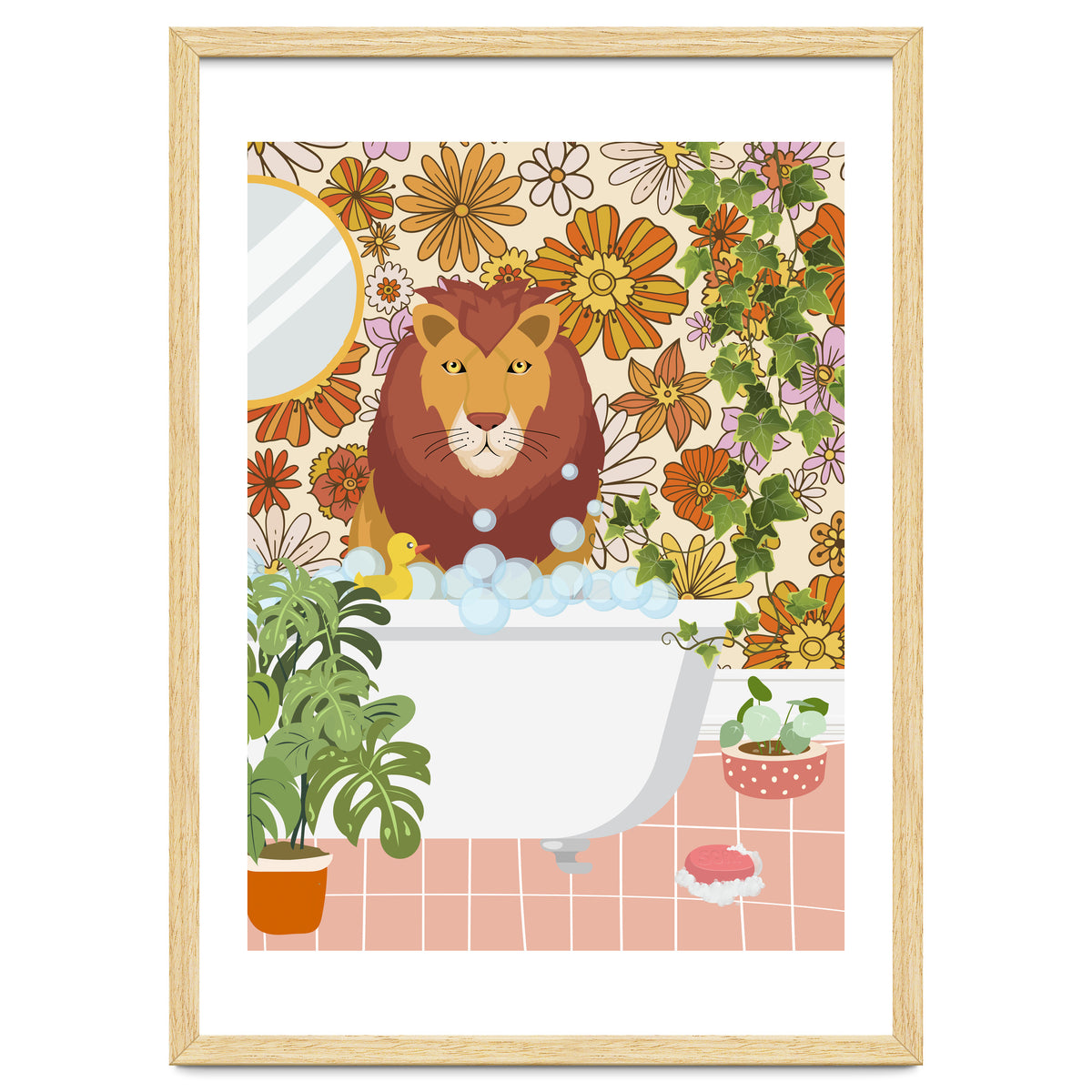 Lion Bathing on Groovy Bathroom