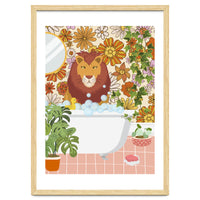 Lion Bathing on Groovy Bathroom
