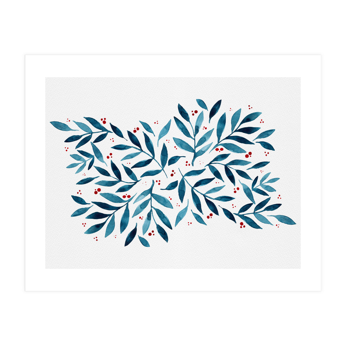 Teal Branches And Dots (Print Only)