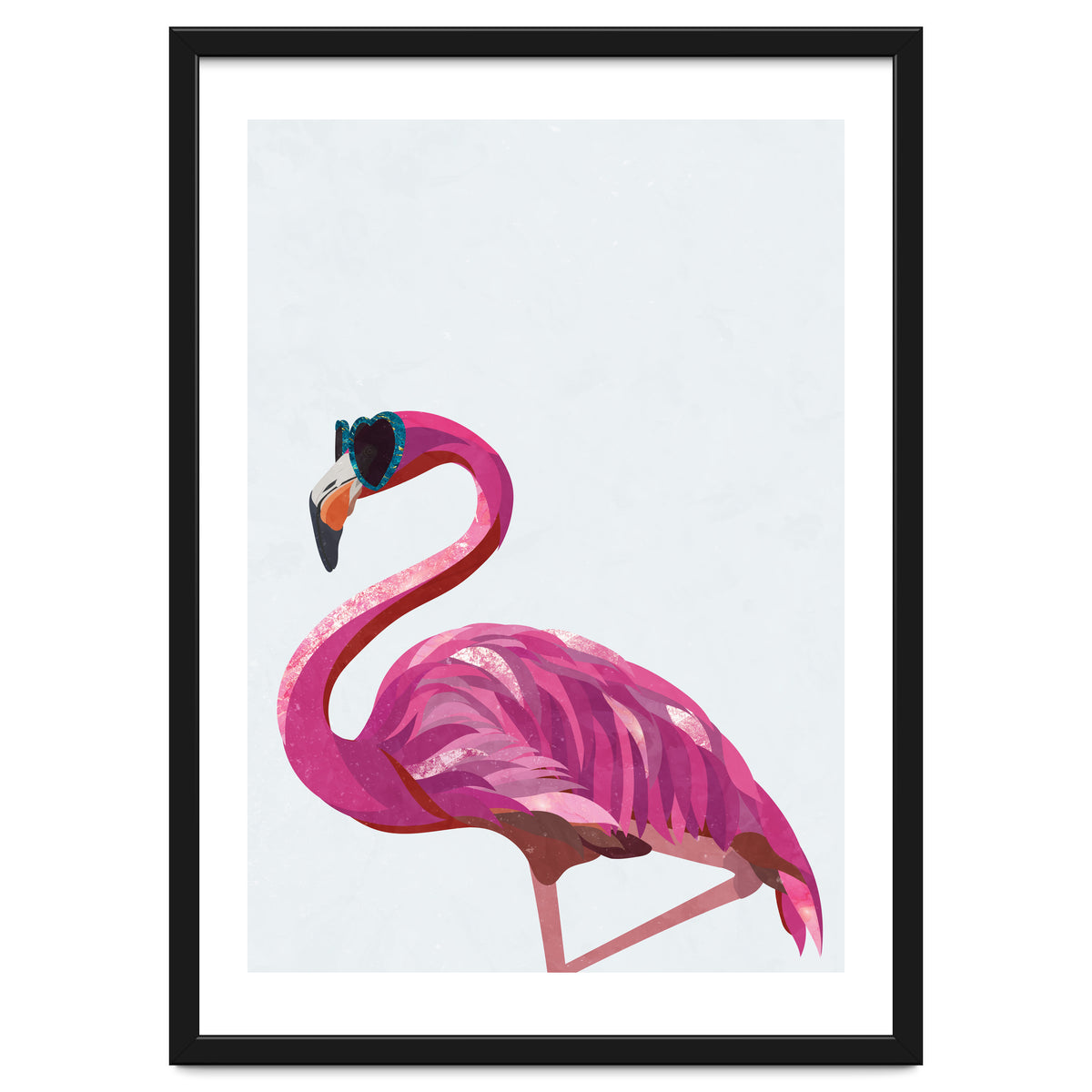 Flamingo Portrait Wearing Sunglasses