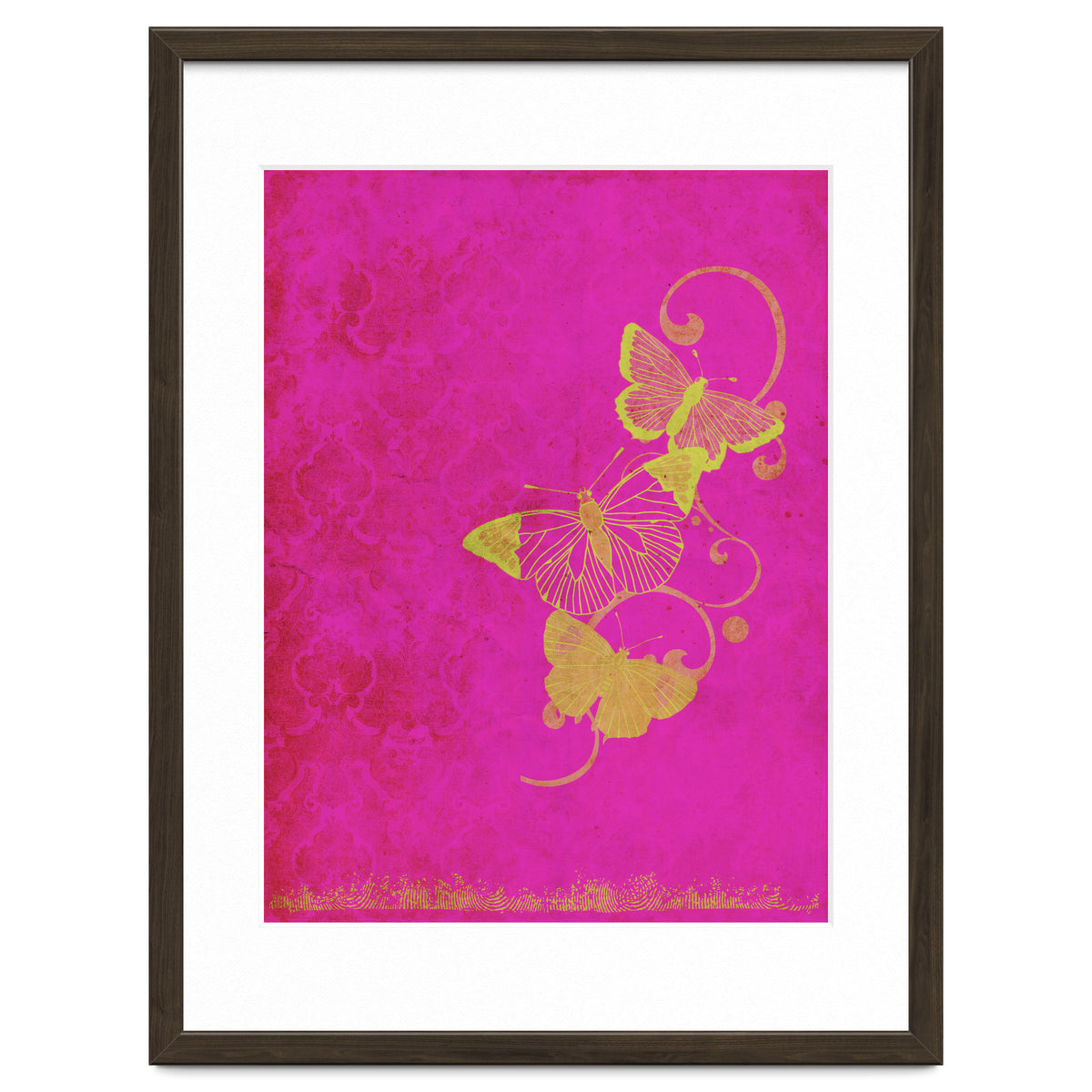 Yellow Butterflies on Pink