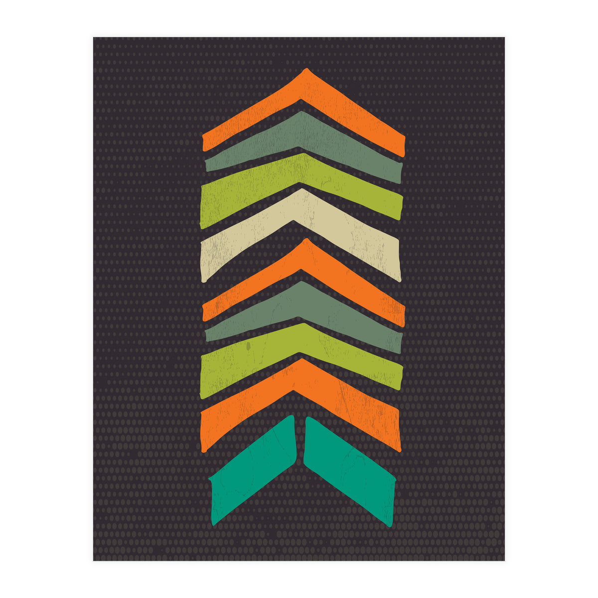 Retro Chevron Print Orange Teal Variation (Print Only)