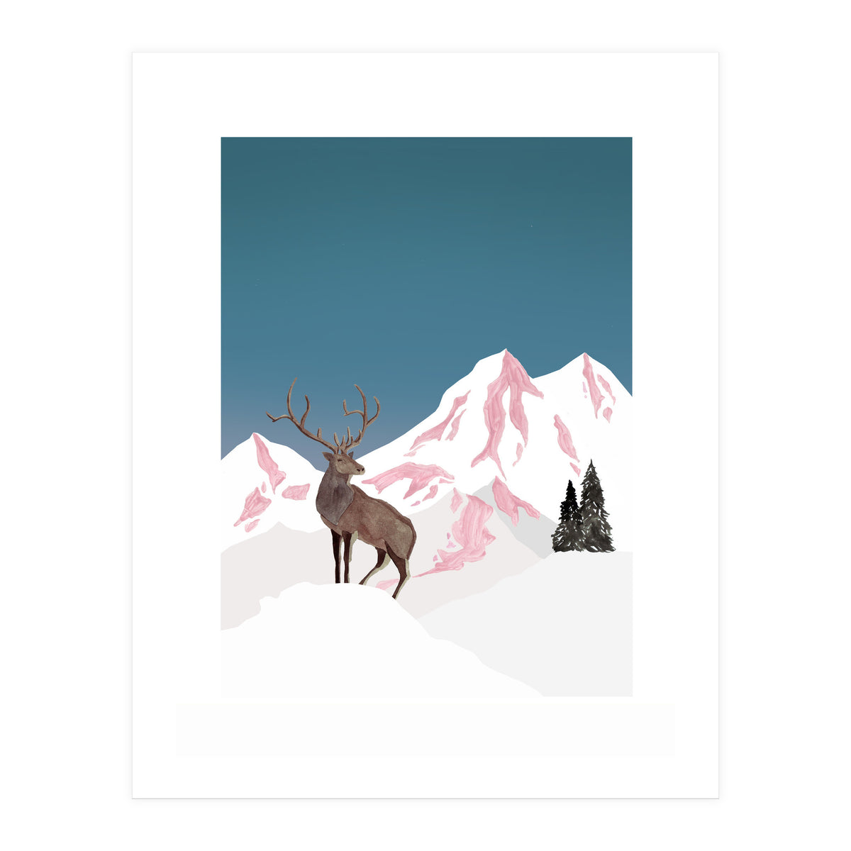 Mountain Love Winter Stag (Print Only)
