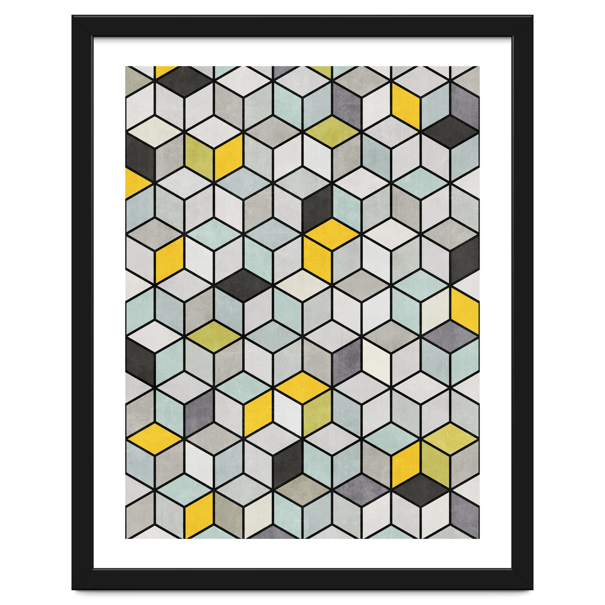 Colorful Concrete Cubes - Yellow, Blue, Grey