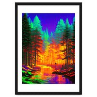 The Neon Mirage, Forest Trees Nature, Eclectic Electric Pop Art, Colorful Bright Contemporary Modern