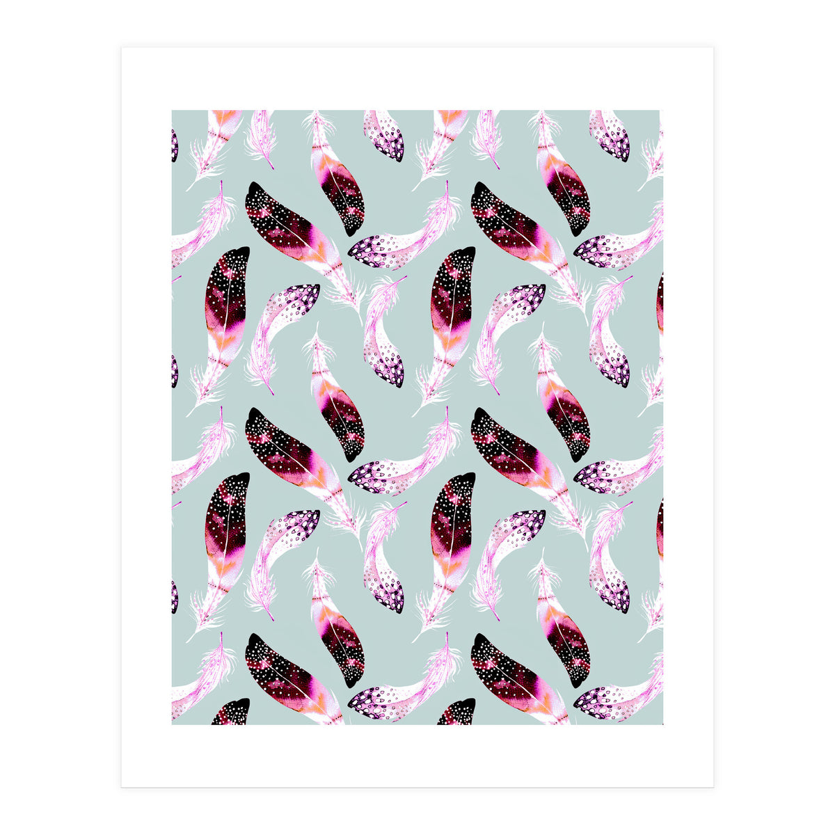 Bohemian pattern of feathers  (Print Only)
