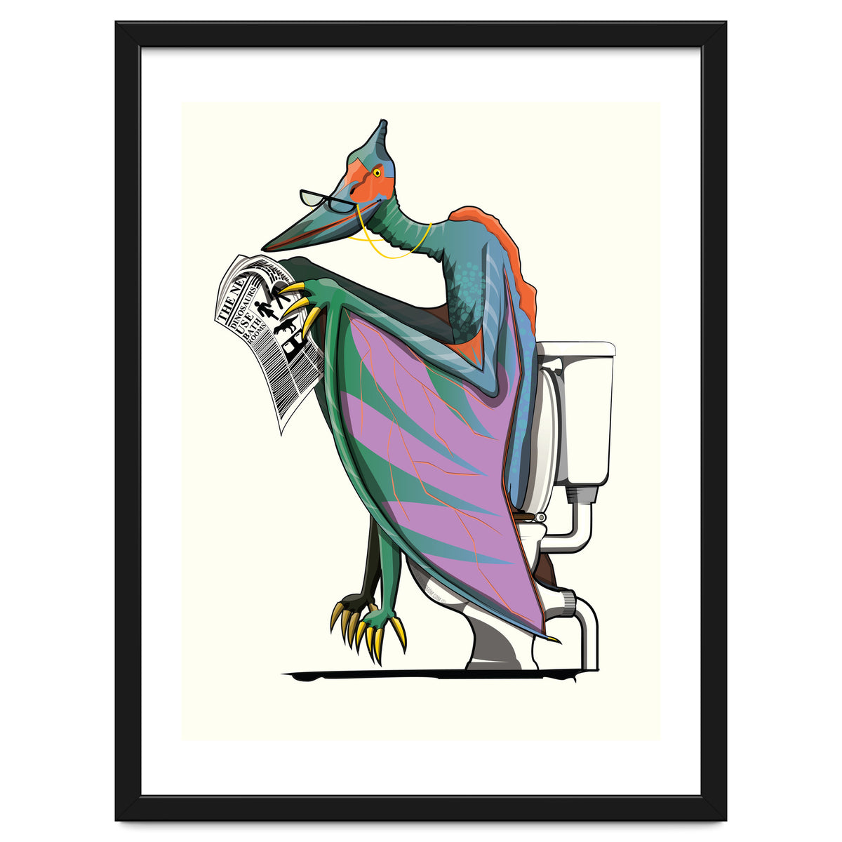 Dinosaur Pterodactyl on the Toilet, Funny Bathroom Humour