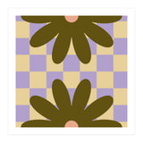 Retro Geometric Simple Flower on Checkerboard (Print Only) thumbnail