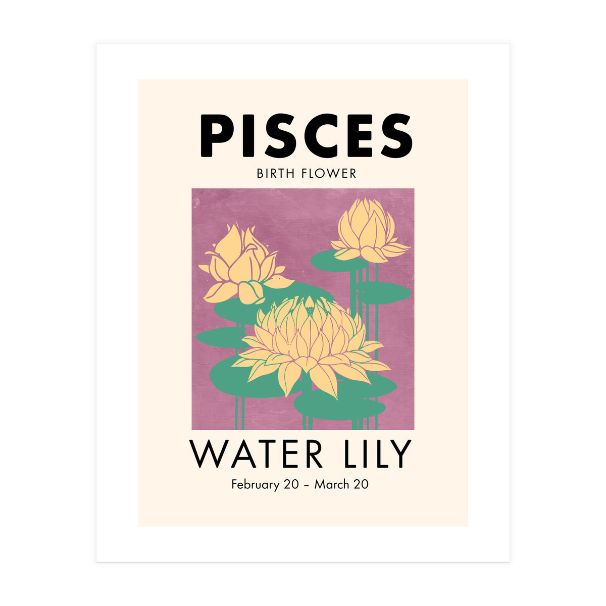 Pisces Birth Flower Water Lily (Print Only)