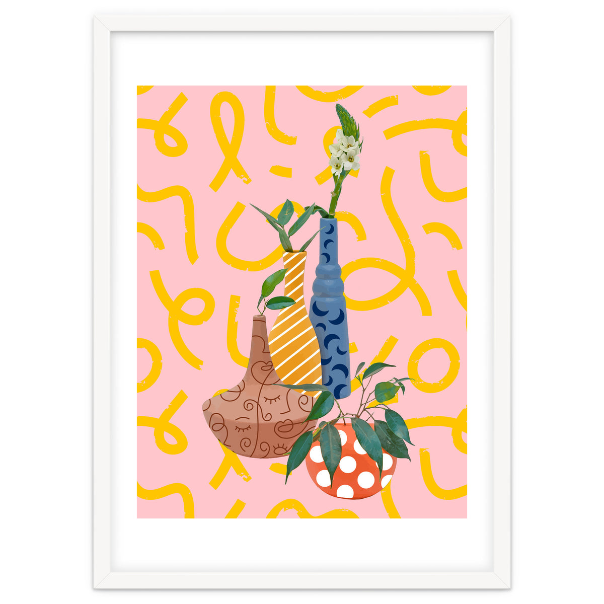 Modern Botanicals, Abstract Plant Pots, Quirky Nature Bohemian, Contemporary Decor