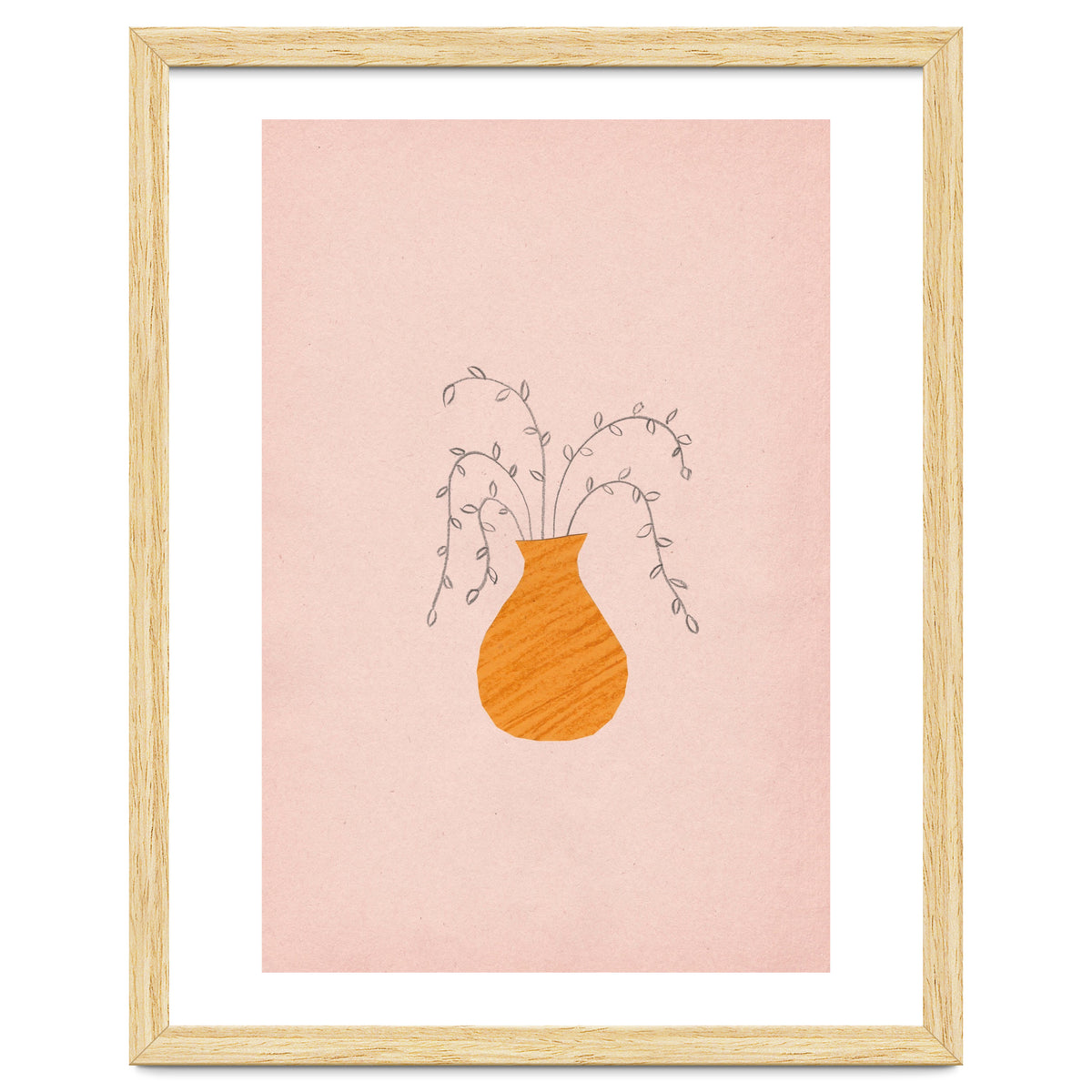 Pink and orange vase and plants