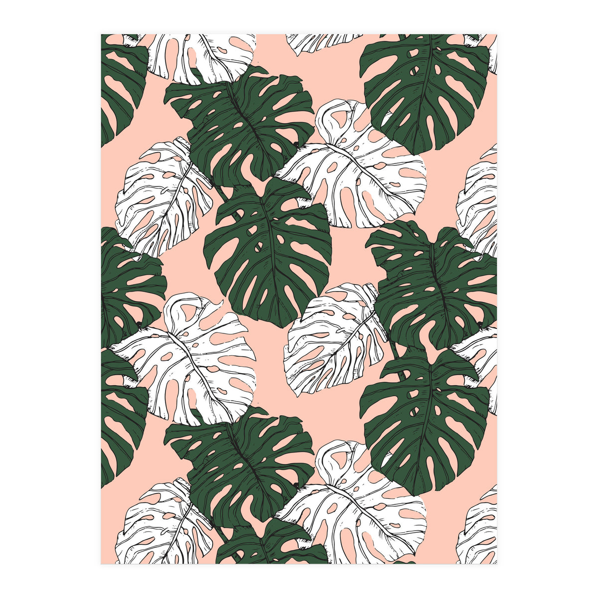 Hand drawing monstera pastel color (Print Only)