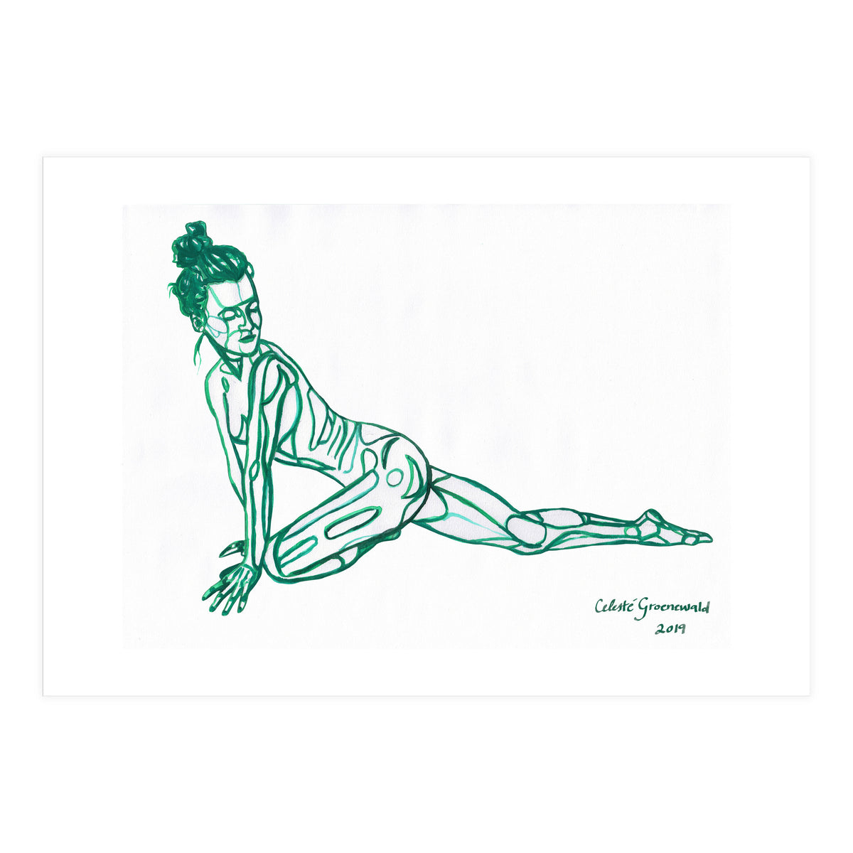 Pigeon Pose in Green (Print Only)