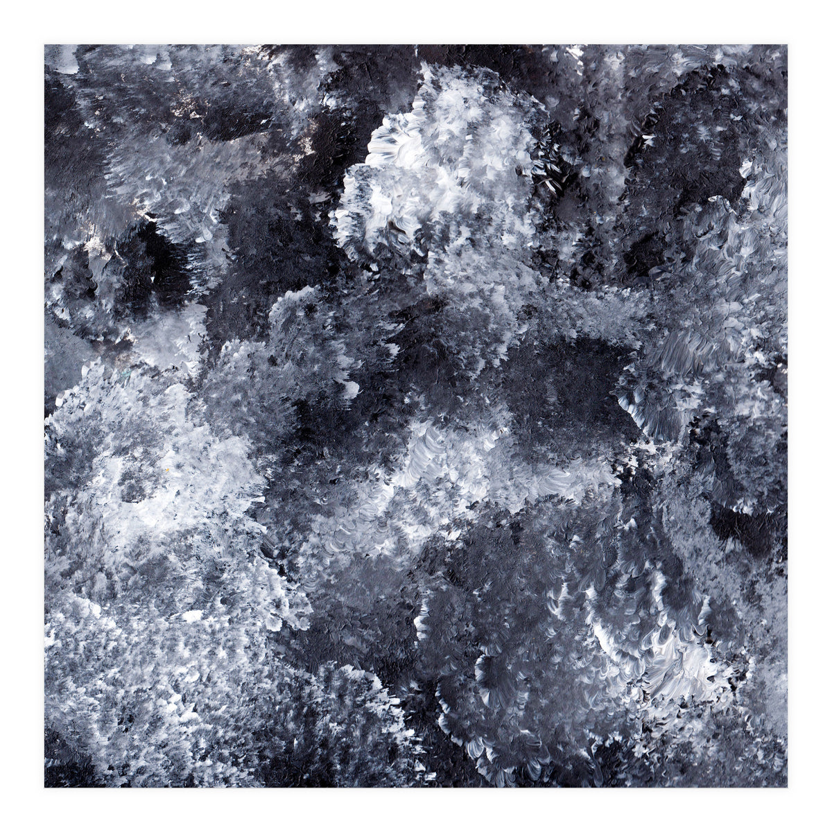 Modern Black White Acrylic Paint Brushstroke Ocean Waves (Print Only)