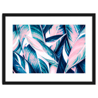 Botanical leaf pink and blue