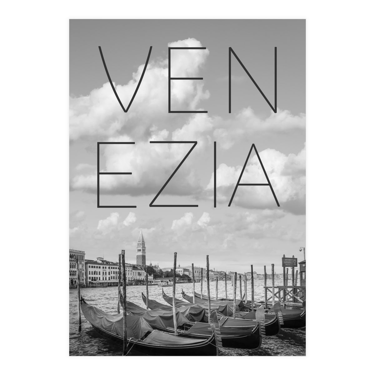 VENICE Grand Canal and St Mark's Campanile | Text & Skyline (Print Only)