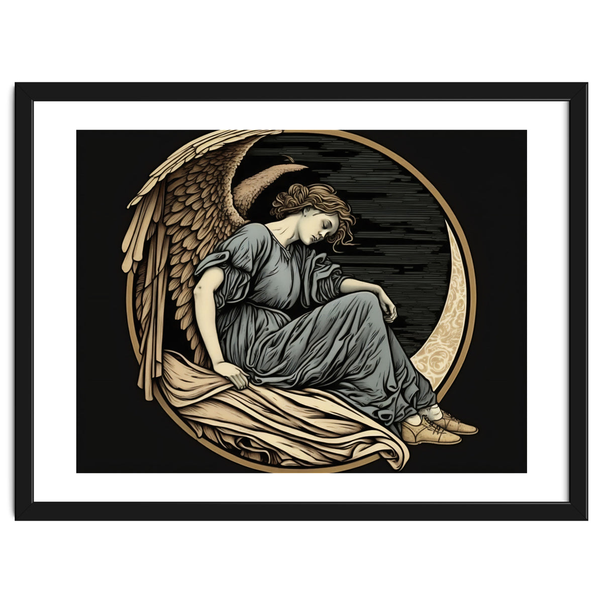 Angel On The Moon Art Nouveau