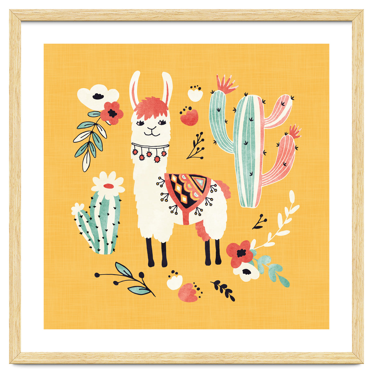 White Llama With Flowers