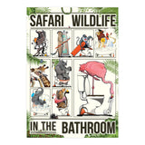 Safari wildlife animals in the bathroom, funny toilet humour.  (Print Only) thumbnail