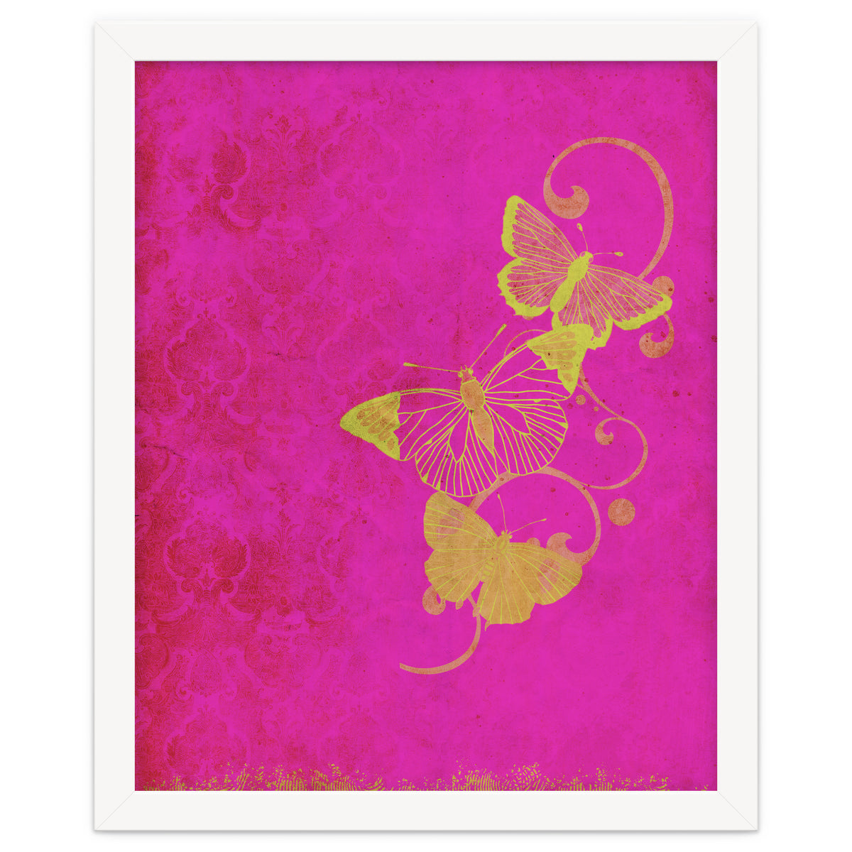 Yellow Butterflies on Pink
