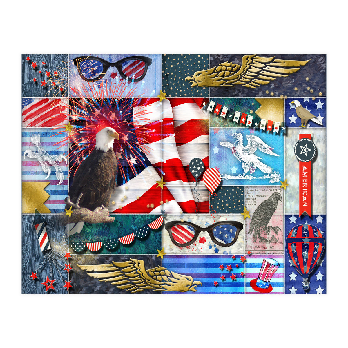 Americana Eagles Collage (Print Only)