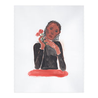 Lady with red roses (Print Only)