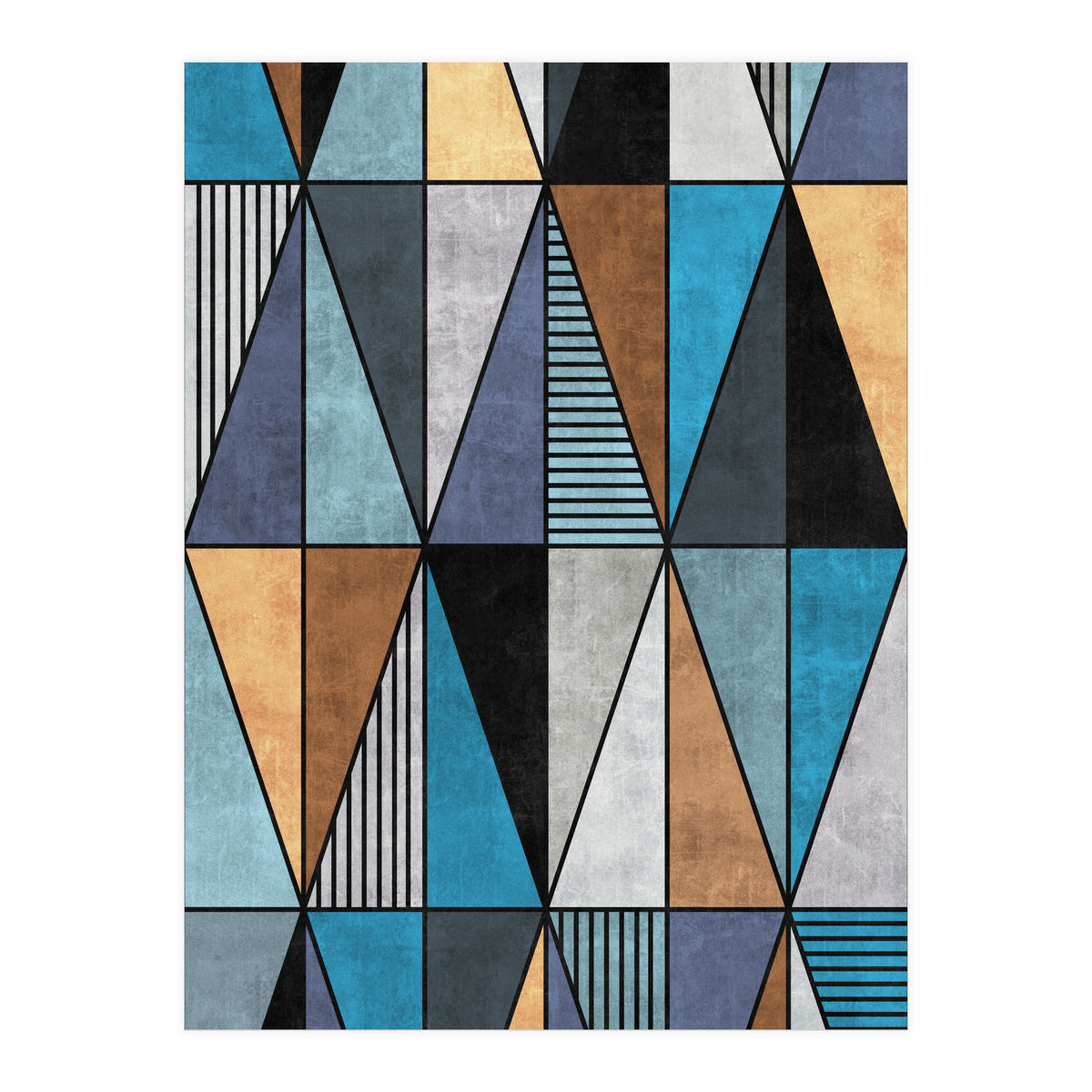 Colorful Concrete Triangles - Blue, Grey, Brown (Print Only)