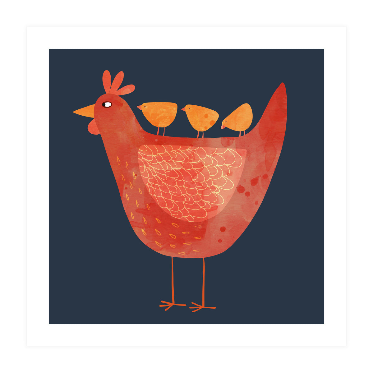 Hen and Chicks Dark (Print Only)