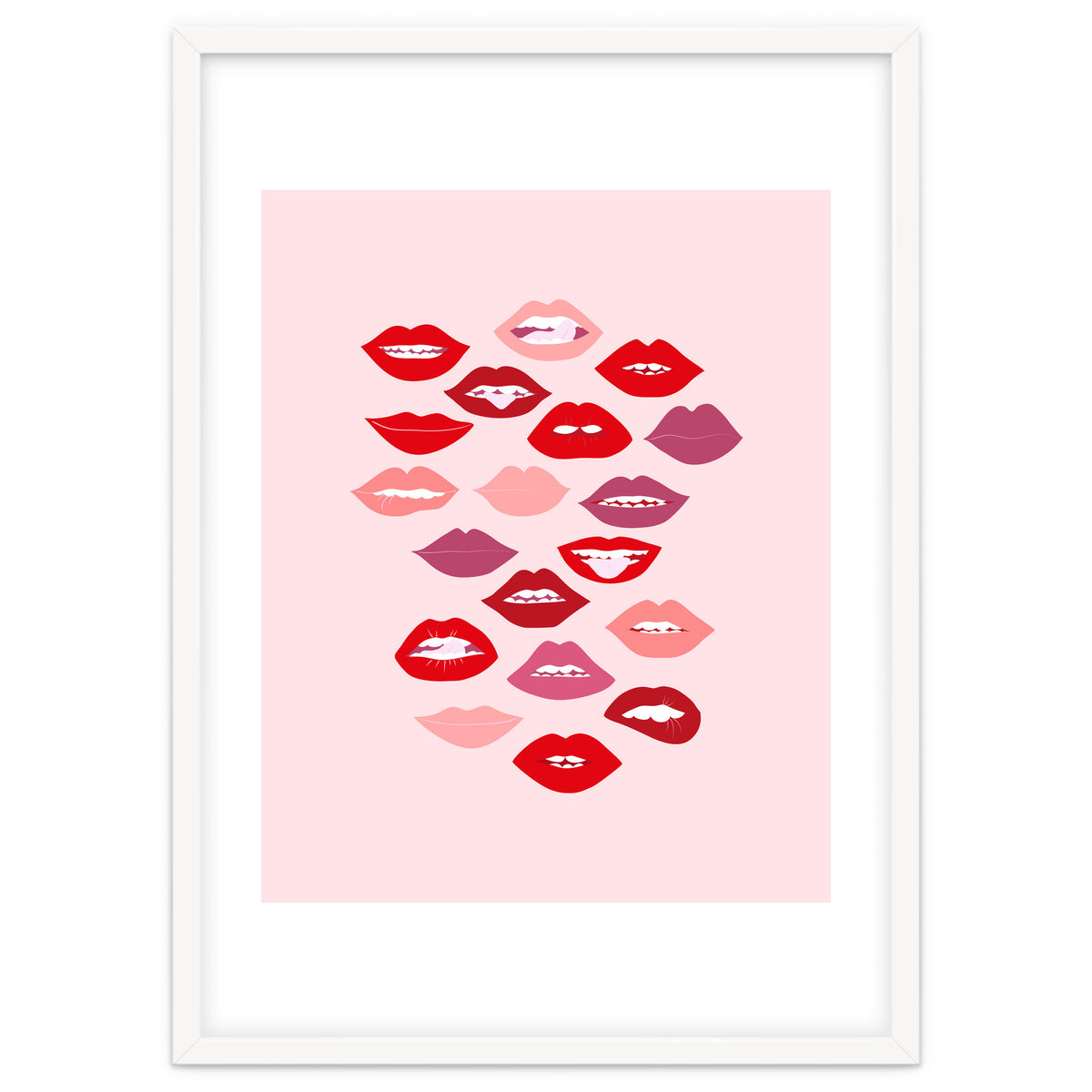 Lips Red with Pink Background