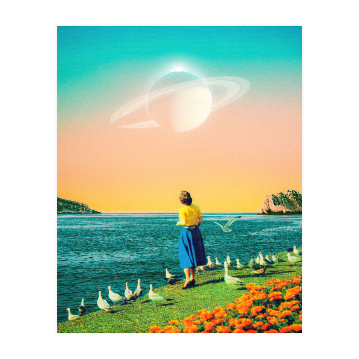 Woman With Birds  (Print Only)