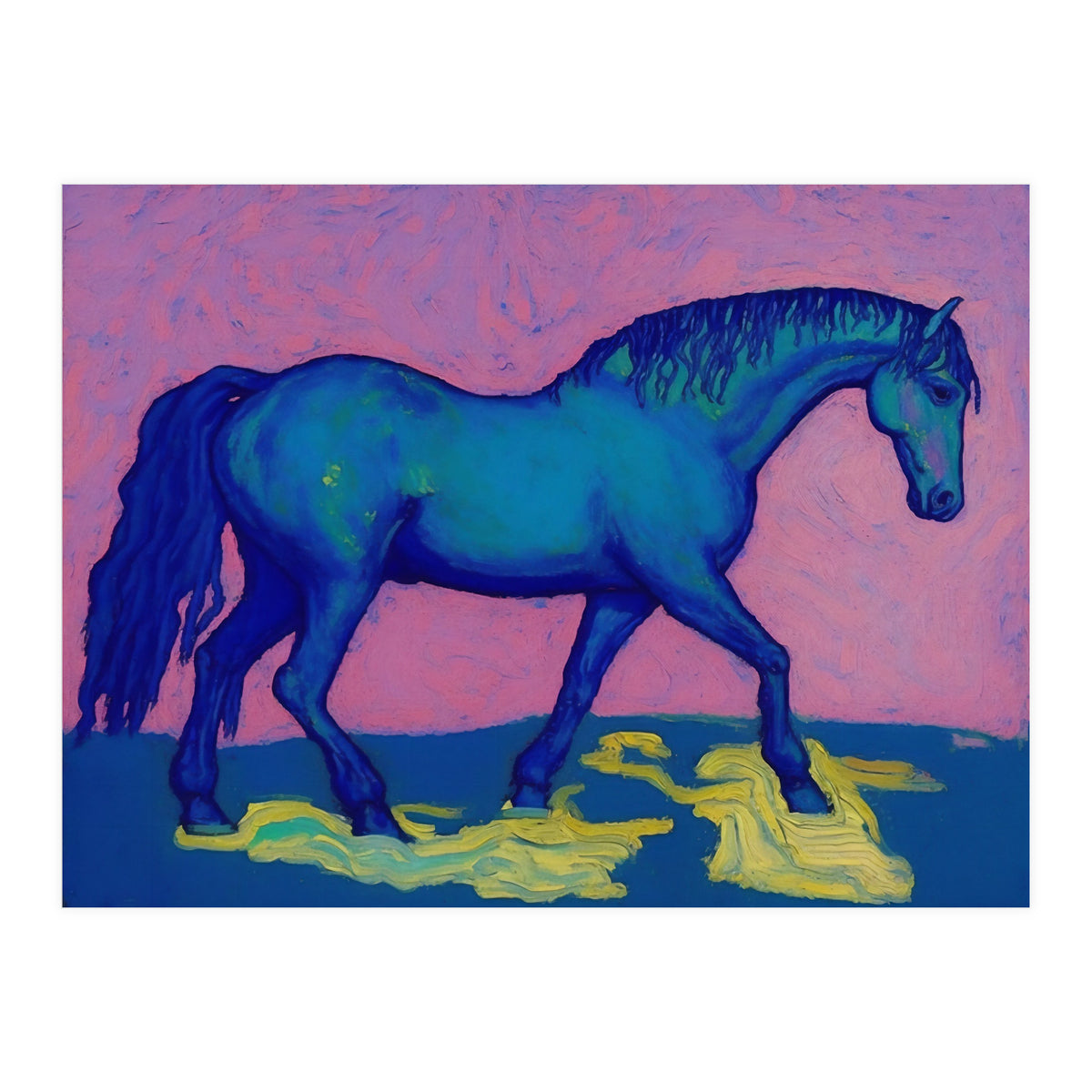 Blue Horse Abstract Painting (Print Only)