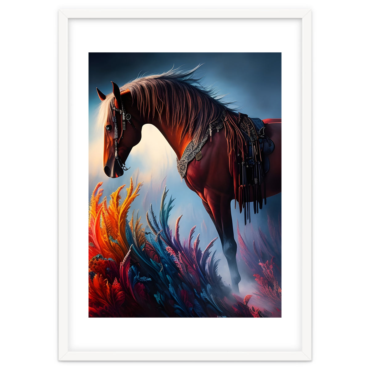Elegant Prismatic Arabian Horse Digital Art