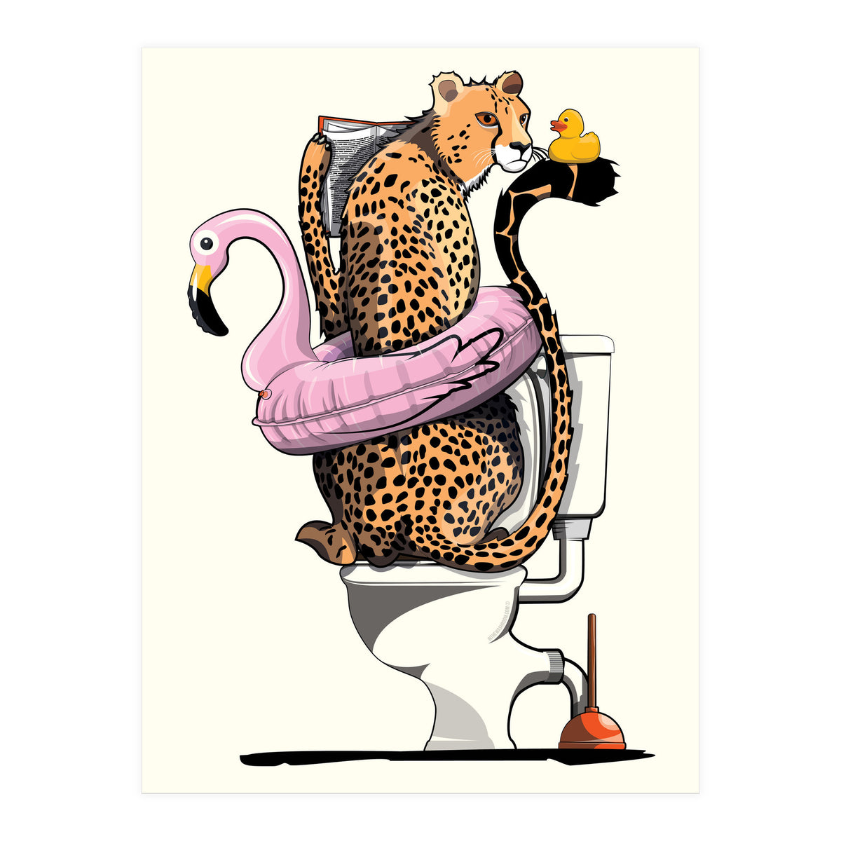 Cheetah on the Toilet, Funny Bathroom Humour (Print Only)