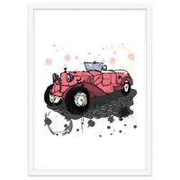 Vintage pink car sketch