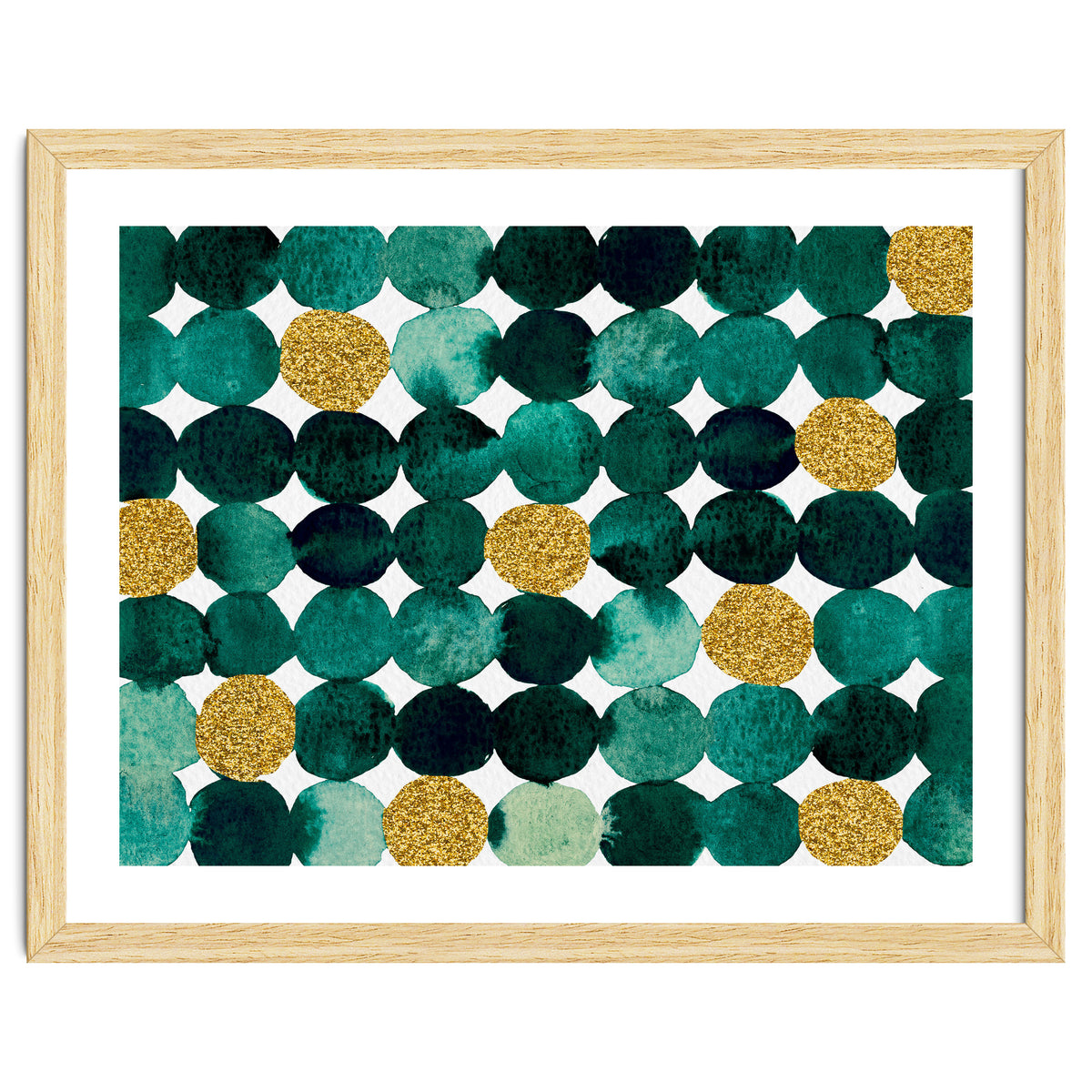 Dots pattern - emerald green and gold
