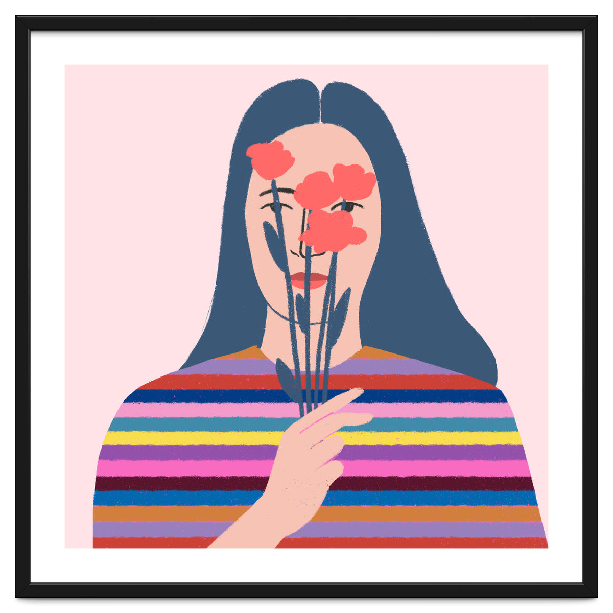 Girl With Flowers Square