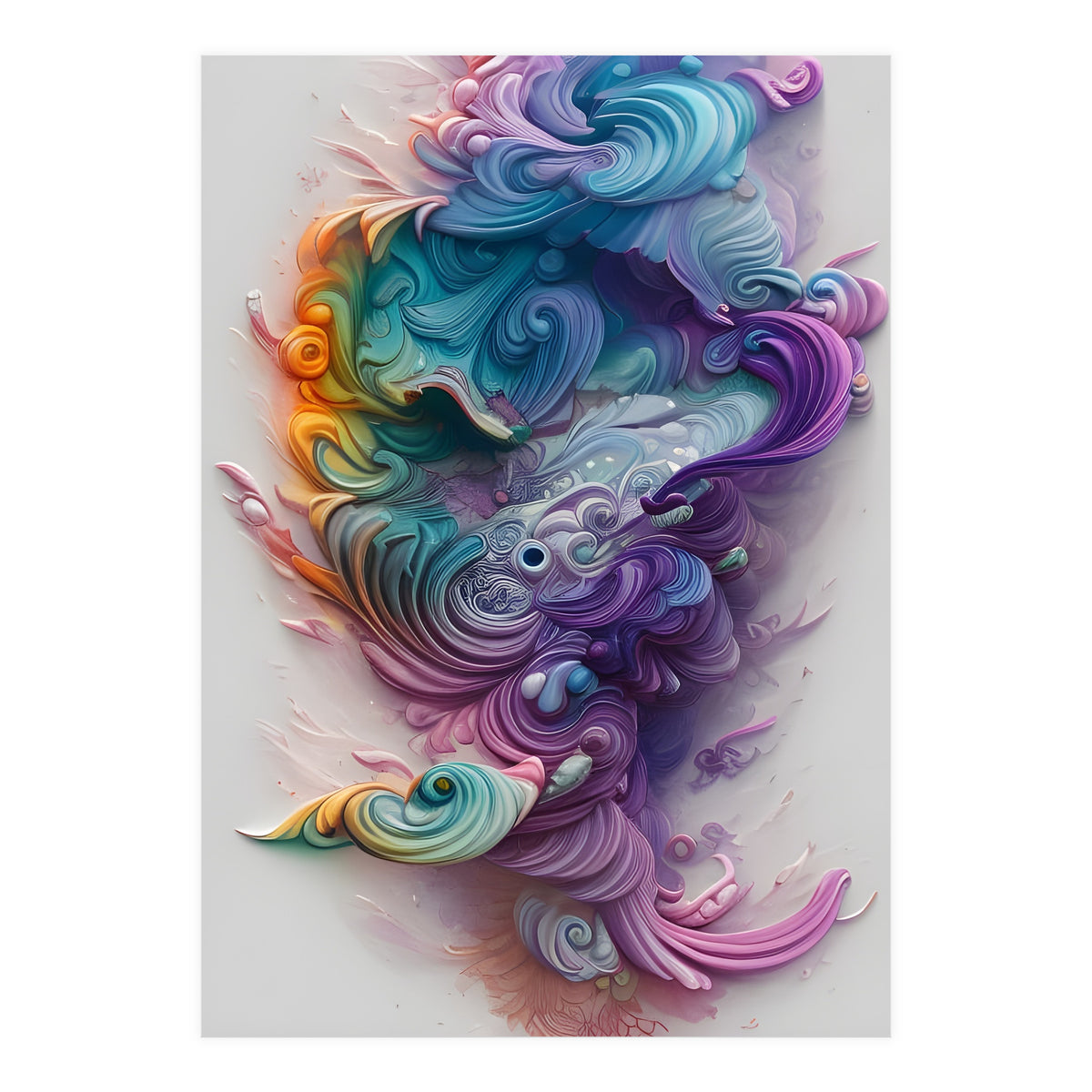 Wavy Rainbow Pastels AI Art (Print Only)