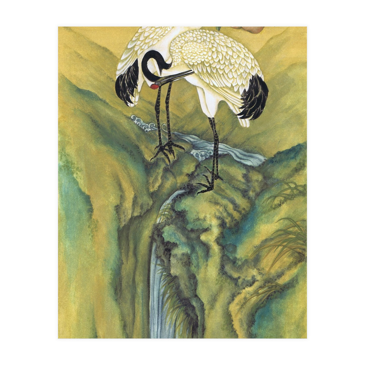 Cranes At The Top Of A Waterfall (Print Only)