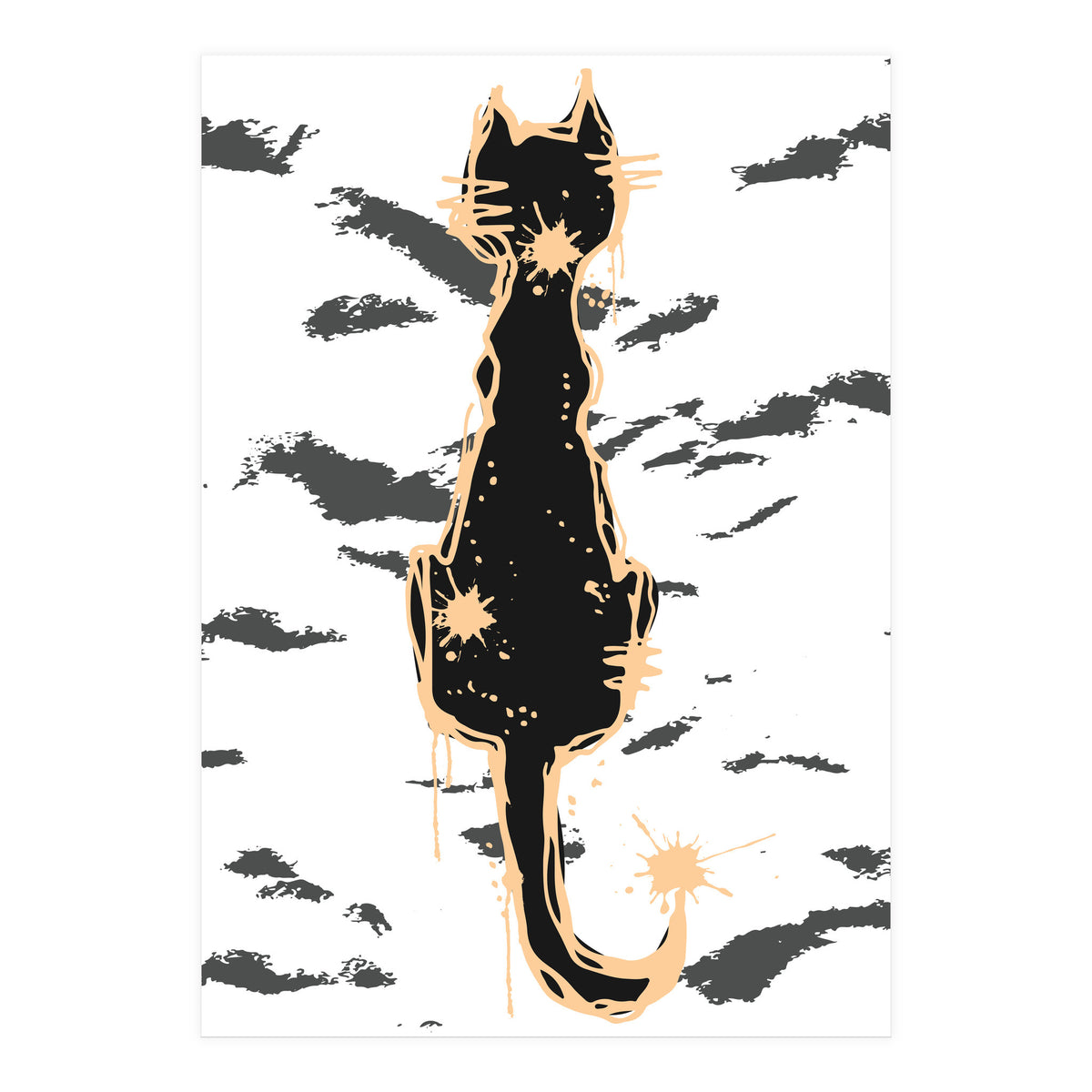 Black cat scribble sketch (Print Only)