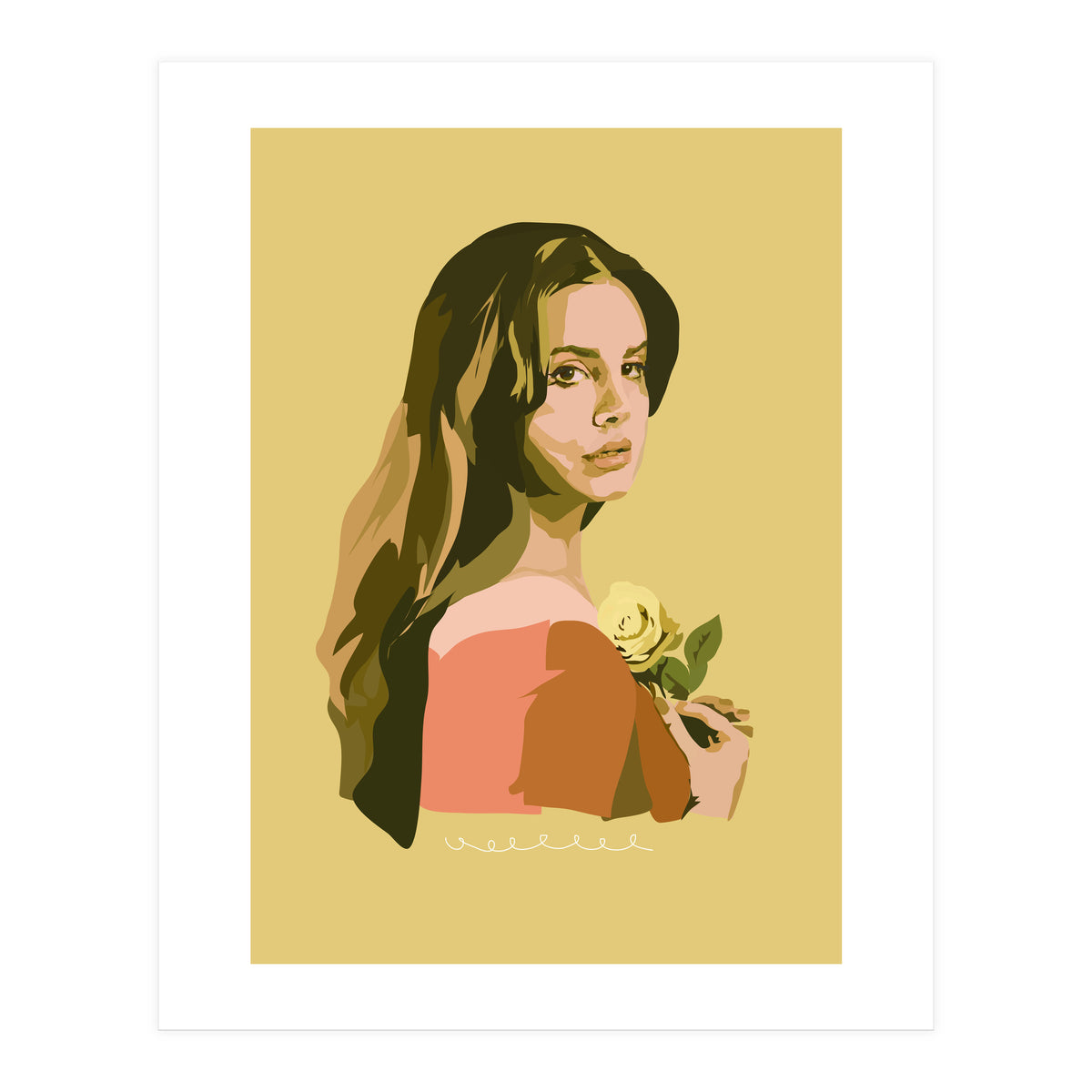 Lana Del Rey With Rose (Print Only)