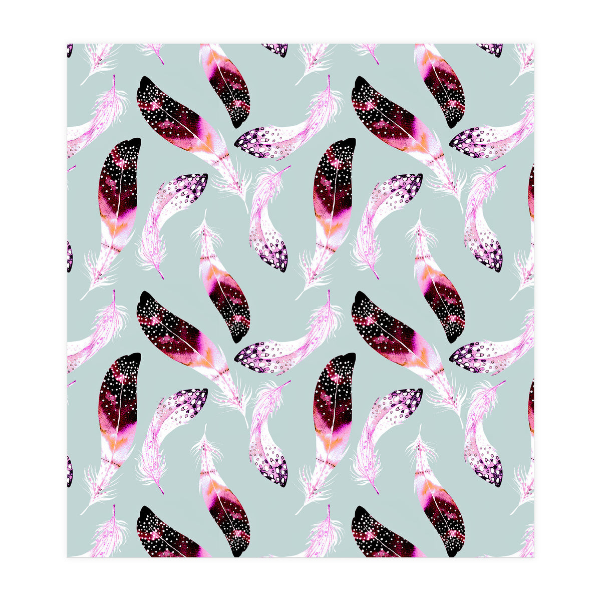 Bohemian pattern of feathers  (Print Only)